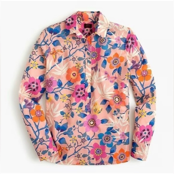 Liberty Art Fabrics for J. Crew Partial Button Down Floral Print Top Size 18 - Picture 17 of 17